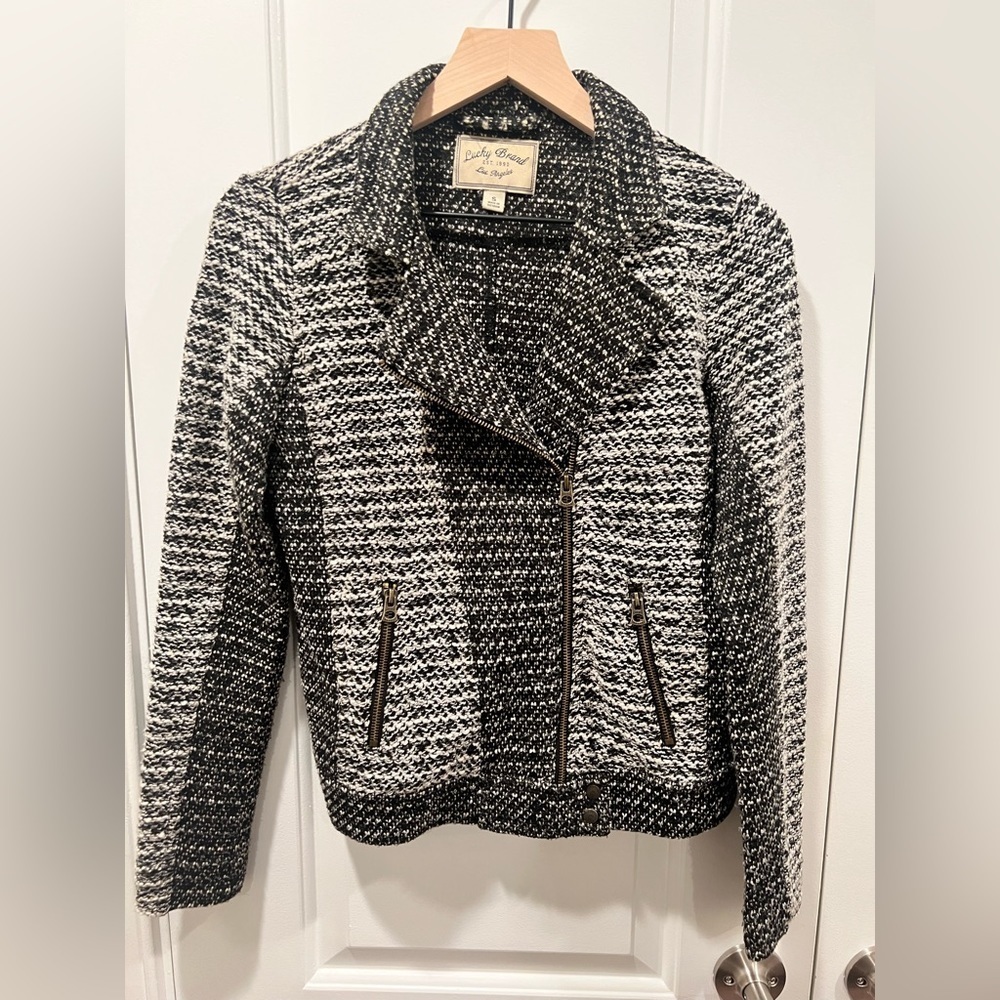 Lucky Brand Knit Moto Jacket Asymmetric Zipper - size small